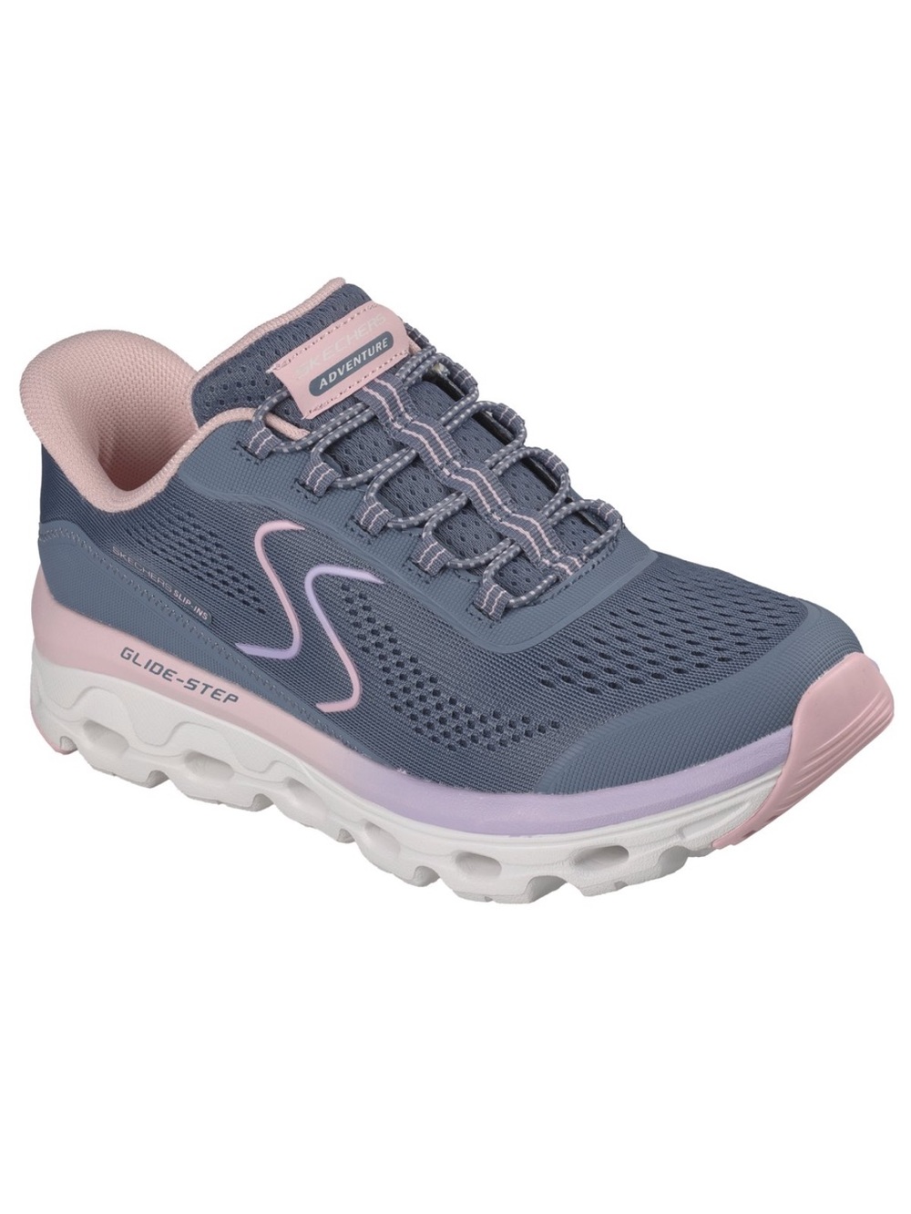 NEW Skechers Glide-Step Athletic Walking Shoe - Blue Pink